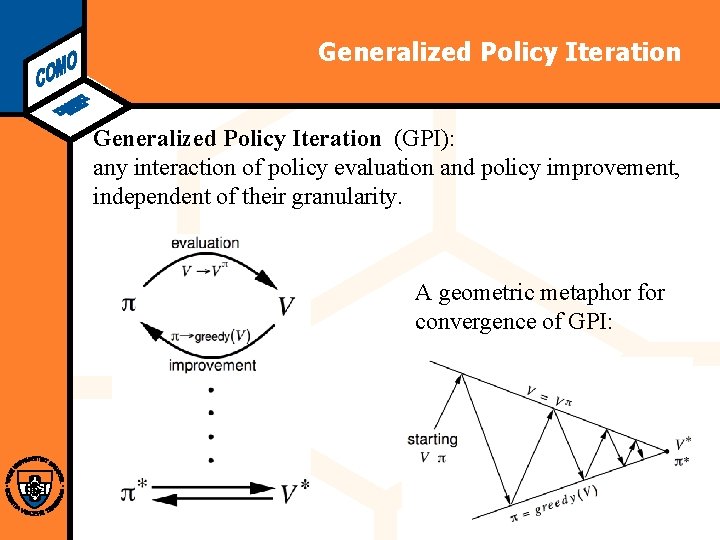 Computational Modeling Lab Generalized Policy Iteration (GPI): any interaction of policy evaluation and policy