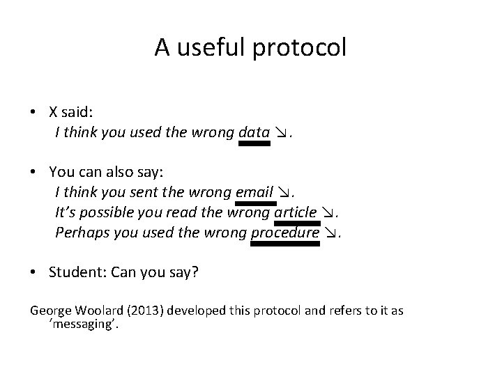 A useful protocol • X said: I think you used the wrong data ↘.