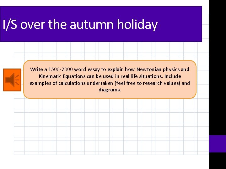 I/S over the autumn holiday Write a 1500 -2000 word essay to explain how