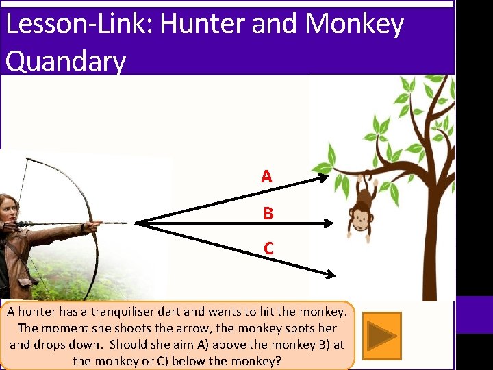 Lesson-Link: Hunter and Monkey Quandary A B C A hunter has a tranquiliser dart