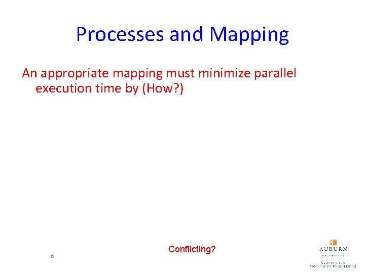Processes and Mapping An appropriate mapping must minimize parallel execution time by (How? )