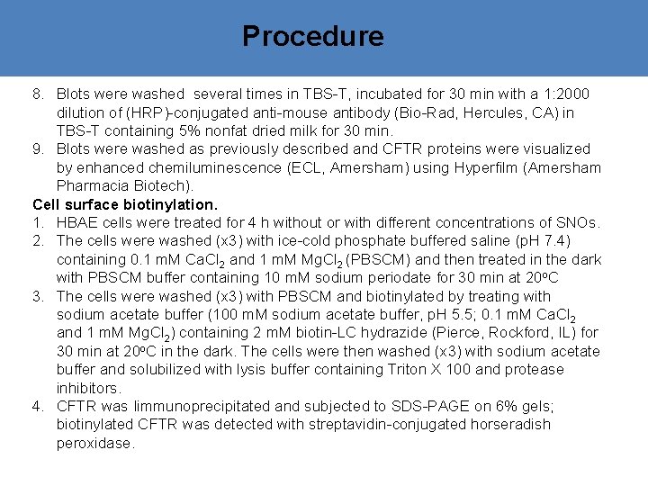 Procedure 8. Blots were washed several times in TBS-T, incubated for 30 min with