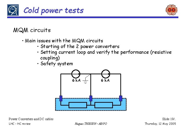 Cold power tests MQM circuits • Main issues with the MQM circuits • Starting