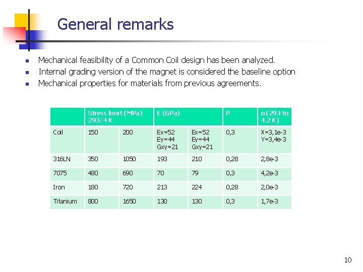 General remarks n n n Mechanical feasibility of a Common Coil design has been General remarks n n n Mechanical feasibility of a Common Coil design has been