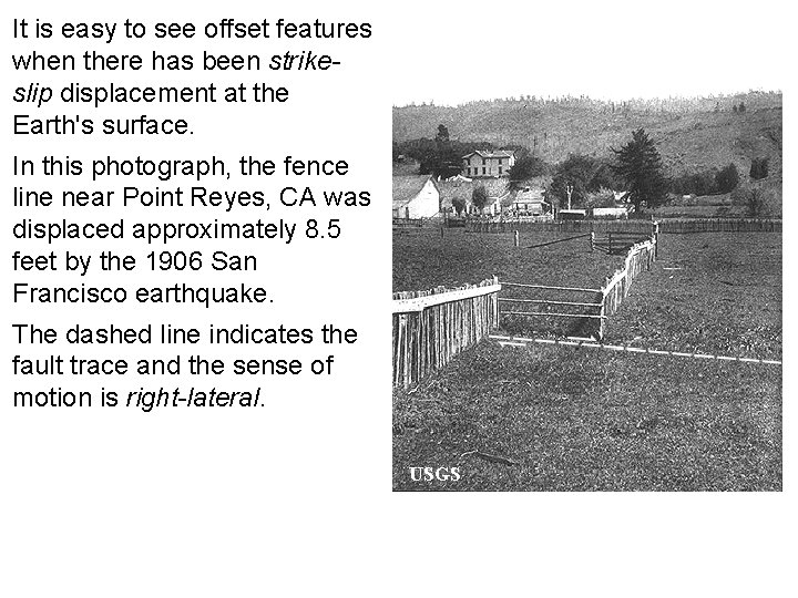 It is easy to see offset features when there has been strikeslip displacement at