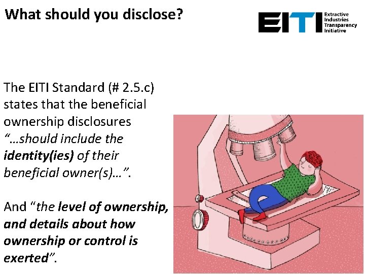 What should you disclose? The EITI Standard (# 2. 5. c) states that the