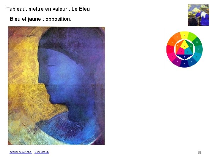 Tableau, mettre en valeur : Le Bleu et jaune : opposition. Odilon Redon Atelier
