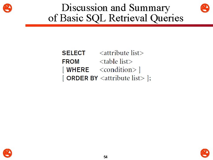  Discussion and Summary of Basic SQL Retrieval Queries 54 