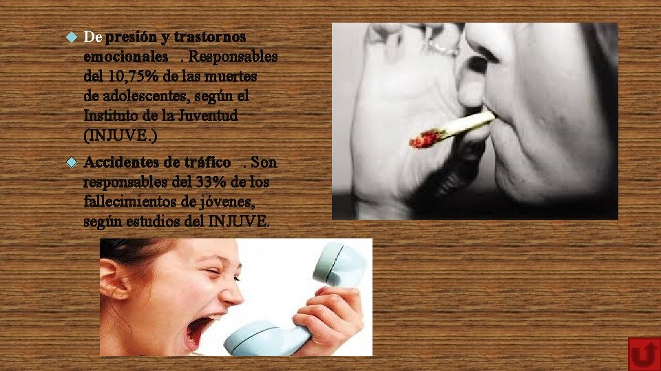 De presión y trastornos emocionales. Responsables del 10, 75% de las muertes de De presión y trastornos emocionales. Responsables del 10, 75% de las muertes de