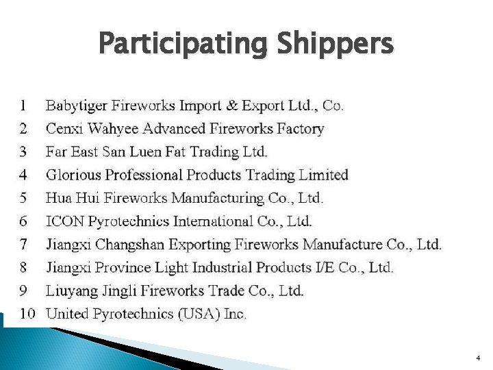 Participating Shippers 4 