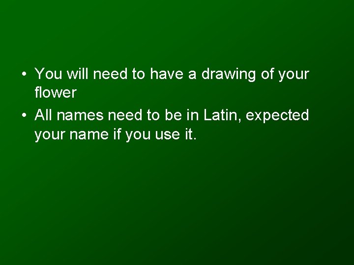  • You will need to have a drawing of your flower • All