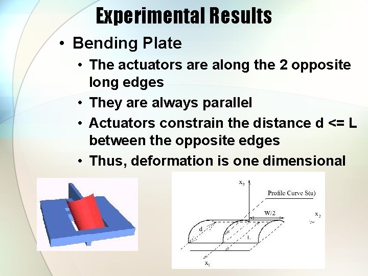 Experimental Results • Bending Plate • The actuators are along the 2 opposite long