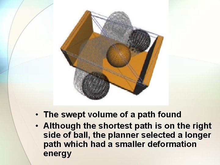 PATH QUERY • The swept volume of a path found • Although the shortest