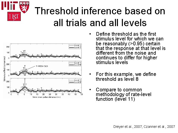 Threshold inference based on all trials and all levels • Define threshold as the