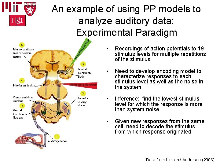 An example of using PP models to analyze auditory data: Experimental Paradigm • Recordings