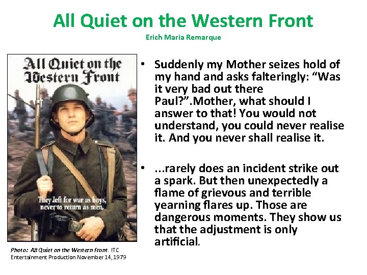 All Quiet on the Western Front Erich Maria Remarque • Suddenly my Mother seizes