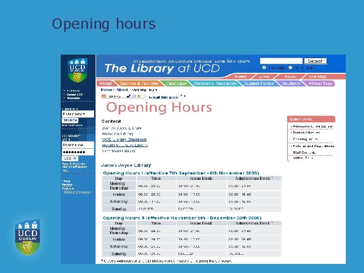 Opening hours 