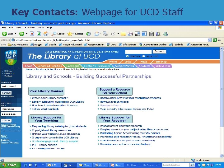 Key Contacts: Webpage for UCD Staff 