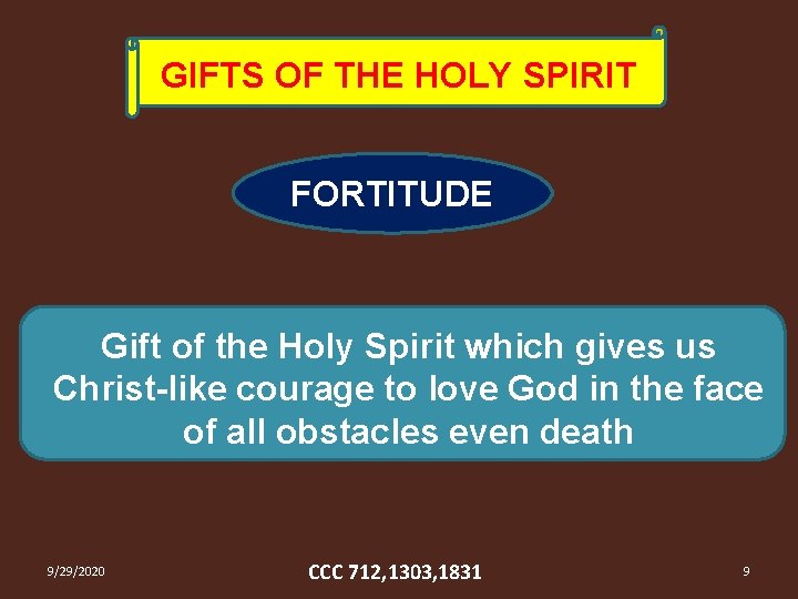 GIFTS OF THE HOLY SPIRIT FORTITUDE Gift of the Holy Spirit which gives us