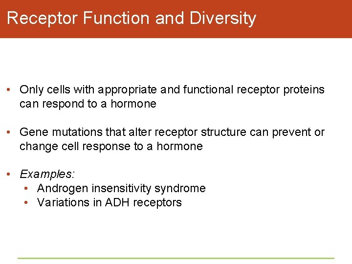 Receptor Function and Diversity • Only cells with appropriate and functional receptor proteins can
