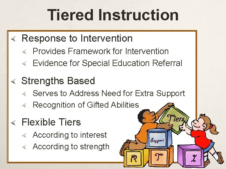 Tiered Instruction Response to Intervention Strengths Based Provides Framework for Intervention Evidence for Special