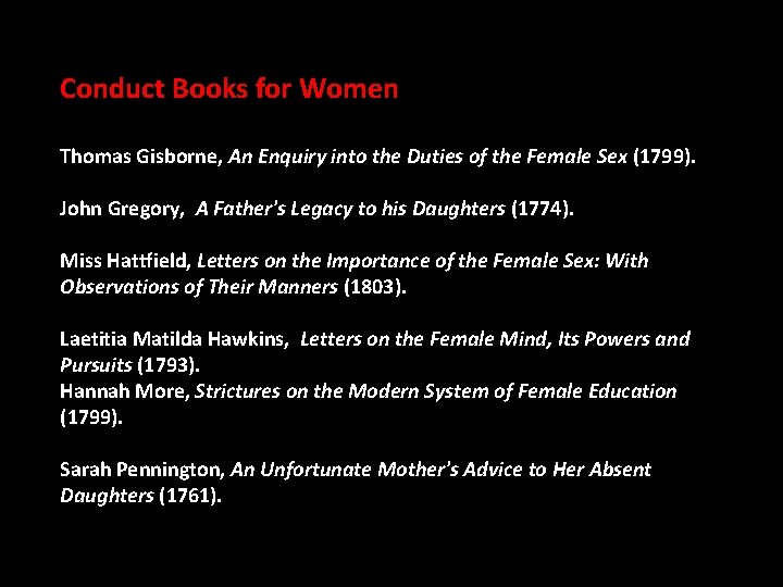 Conduct Books for Women Thomas Gisborne, An Enquiry into the Duties of the Female