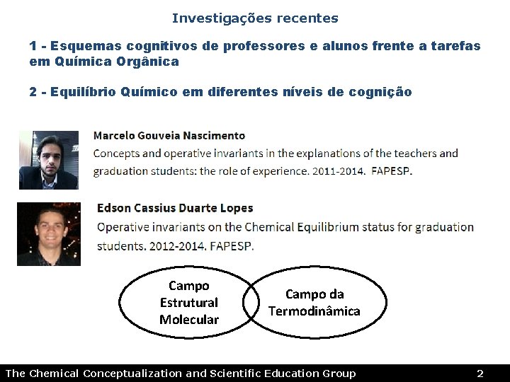 Investigações recentes 1 - Esquemas cognitivos de professores e alunos frente a tarefas em