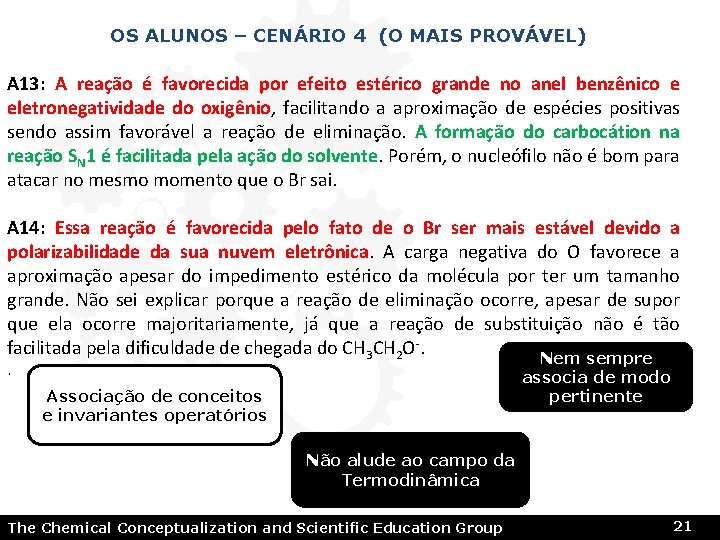 OS ALUNOS – CENÁRIO 4 (O MAIS PROVÁVEL) A 13: A reação é favorecida