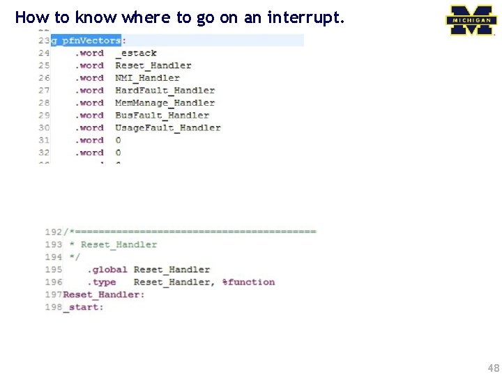 How to know where to go on an interrupt. 48 