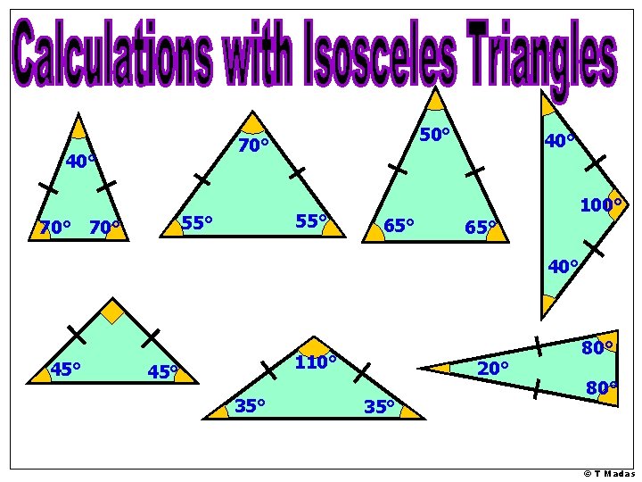 50° 70° 40° 55° 70° 65° 40° 100° 65° 40° 45° 110° 45° 35°
