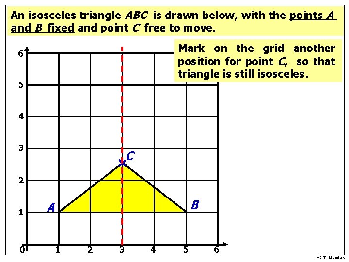 An isosceles triangle ABC is drawn below, with the points A and B fixed