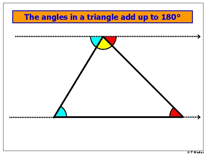 The angles in a triangle add up to 180° © T Madas 