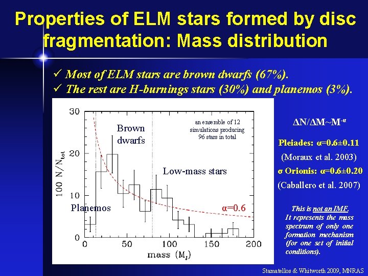 Properties of ELM stars formed by disc fragmentation: Mass distribution ü Most of ELM