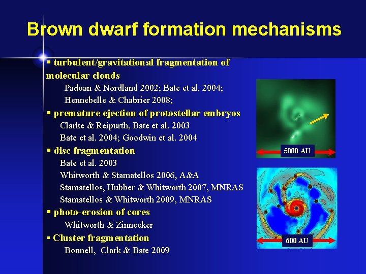 Brown dwarf formation mechanisms § turbulent/gravitational fragmentation of molecular clouds Padoan & Nordland 2002;