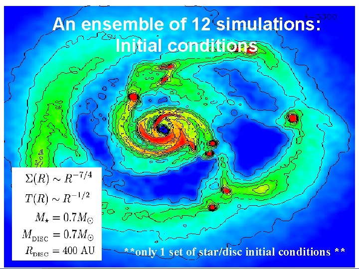 An ensemble of 12 simulations: Open questions Initial conditions § the minimum mass of