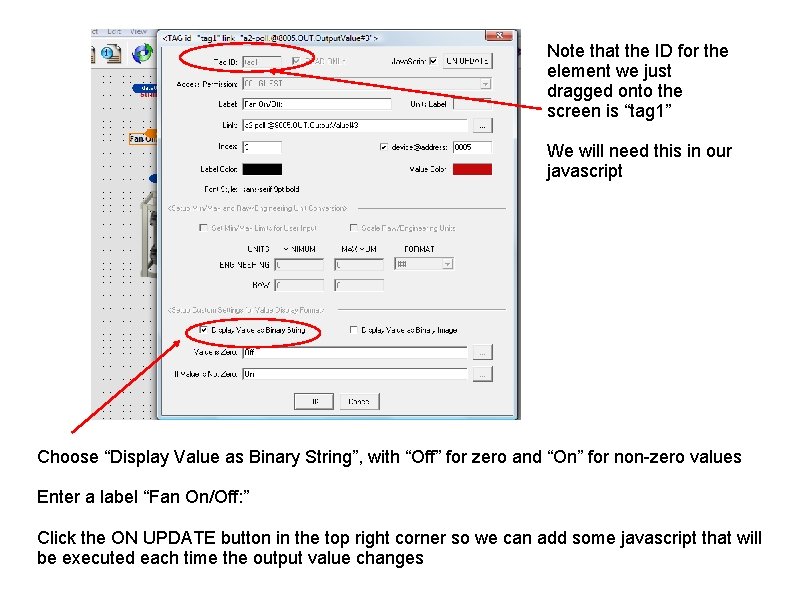 Note that the ID for the element we just dragged onto the screen is