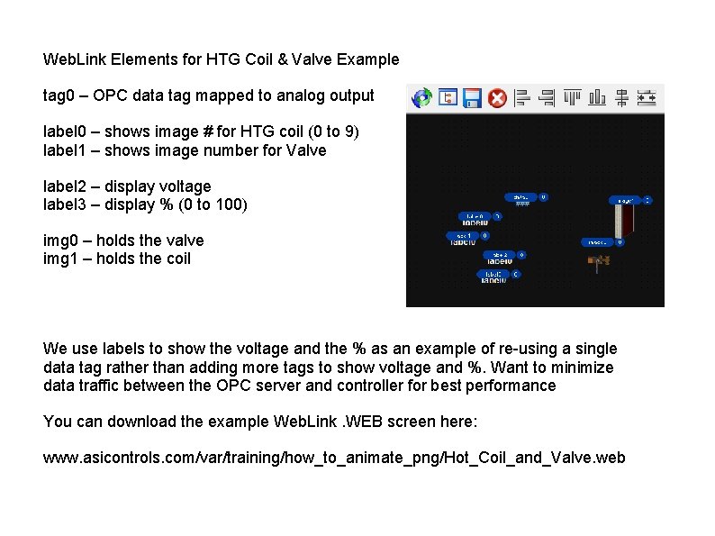 Web. Link Elements for HTG Coil & Valve Example tag 0 – OPC data