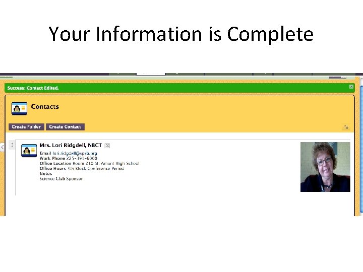 Your Information is Complete 