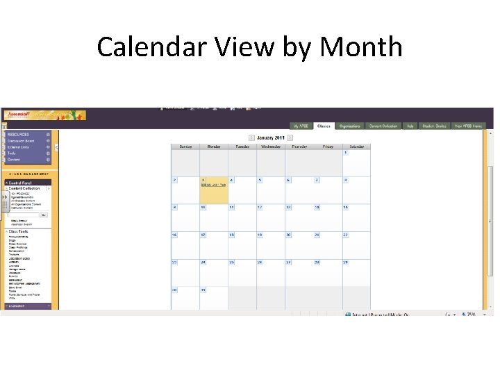 Calendar View by Month 