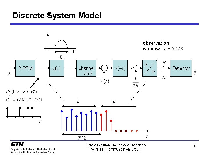 Discrete System Model observation window f 2 -PPM channel S Communication Technology Laboratory Wireless