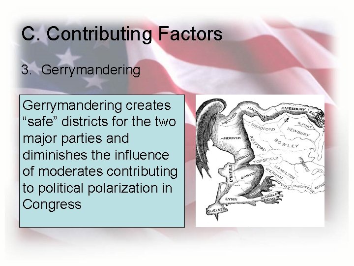 C. Contributing Factors 3. Gerrymandering creates “safe” districts for the two major parties and