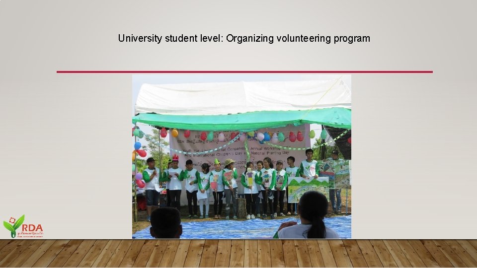 University student level: Organizing volunteering program 