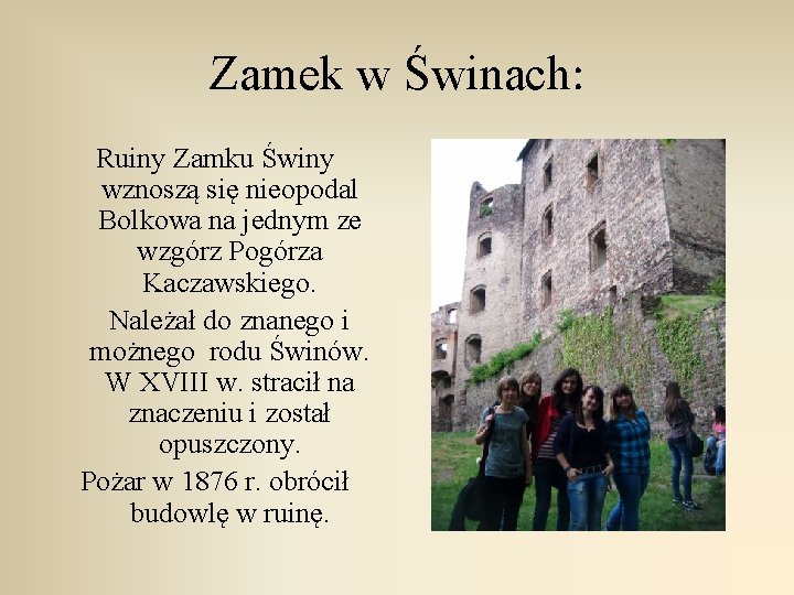 Zamek w Świnach: Ruiny Zamku Świny wznoszą się nieopodal Bolkowa na jednym ze wzgórz