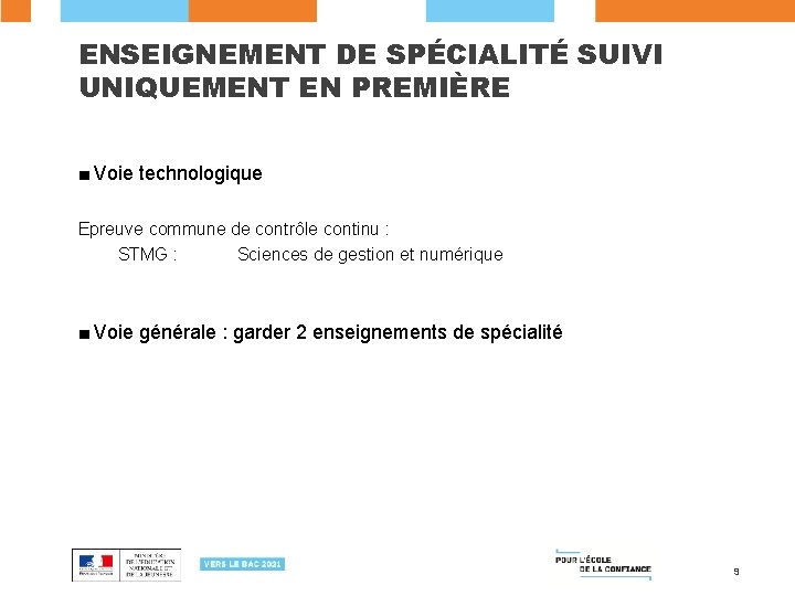 ENSEIGNEMENT DE SPÉCIALITÉ SUIVI UNIQUEMENT EN PREMIÈRE ■ Voie technologique Epreuve commune de contrôle