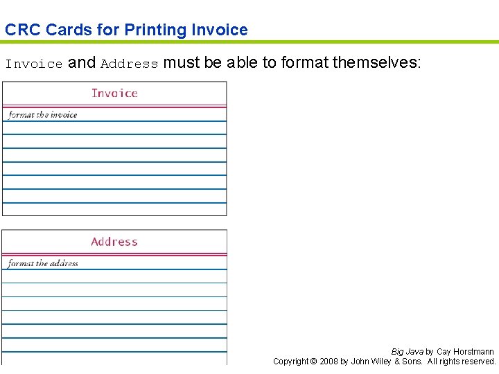 CRC Cards for Printing Invoice and Address must be able to format themselves: Big