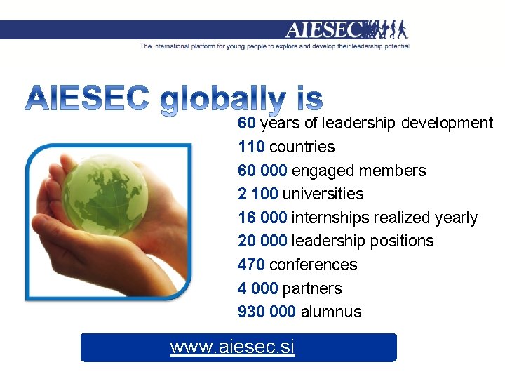 60 years of leadership development 110 countries 60 000 engaged members 2 100 universities