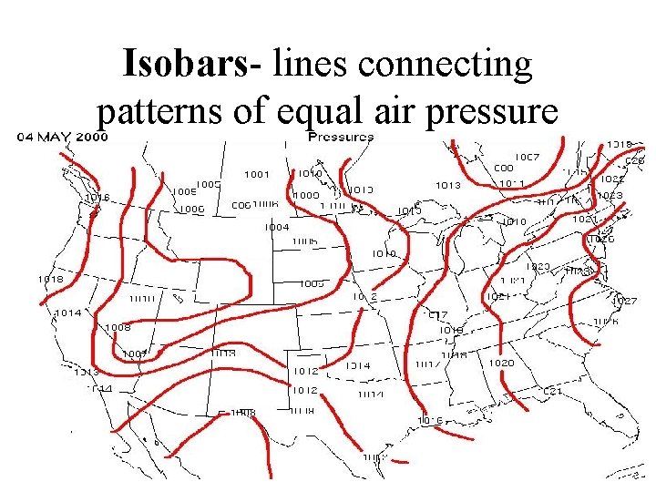 Isobars- lines connecting patterns of equal air pressure 