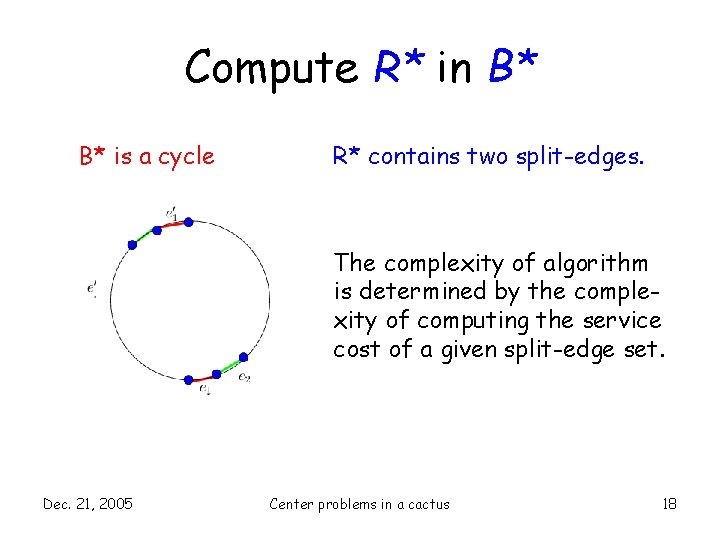 Compute R* in B* B* is a cycle R* contains two split-edges. The complexity