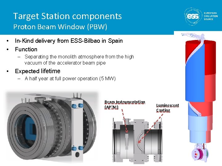 Target Station components Proton Beam Window (PBW) • • In-Kind delivery from ESS-Bilbao in