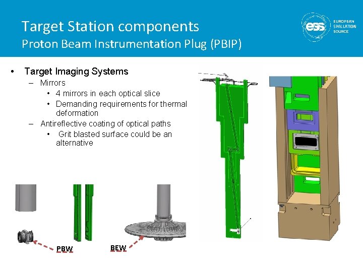 Target Station components Proton Beam Instrumentation Plug (PBIP) • Target Imaging Systems – Mirrors